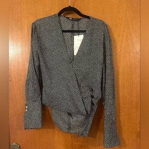 Zara Black and White Patterned Blouse